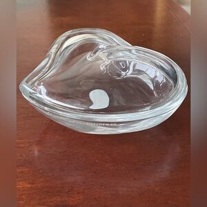 Tiffany & Co Authentic Elsa Peretti Heart-Shaped Crystal Dish box Trinket holder